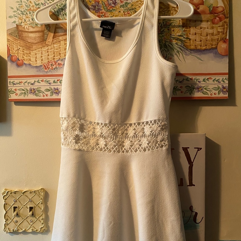 Rue21 White Crocheted Detail Dress